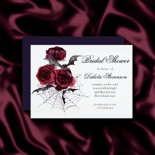Creepy Beautiful Gothic Floral Bat Bridal Shower Invitation
