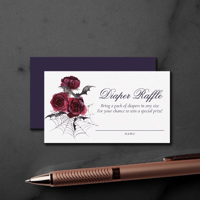 Creepy Beautiful | Gothic Floral Bat Diaper Raffle Enclosure Card (Creator Uploaded)