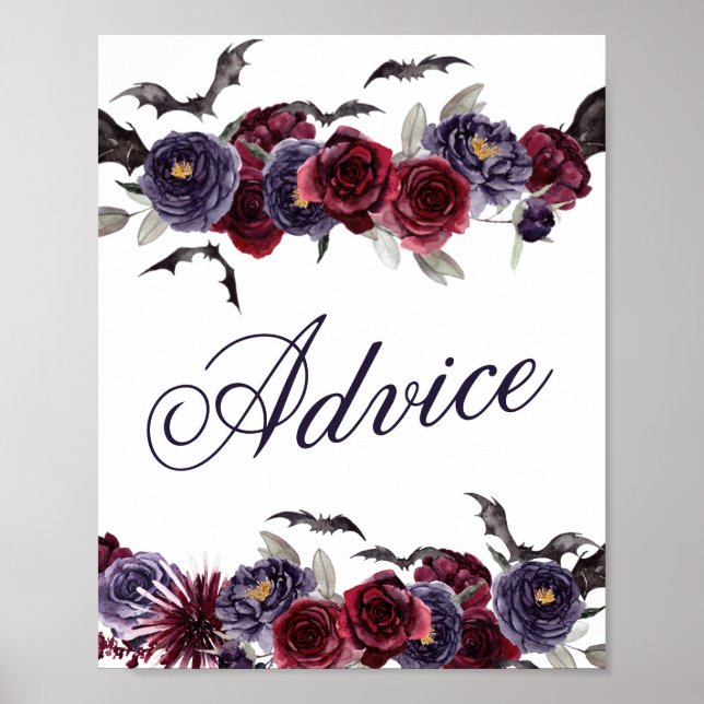Creepy Beautiful | Gothic Floral Bats Bubbles Poster (Front)