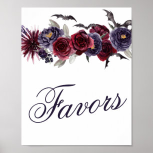 Creepy Beautiful   Gothic Floral Bats Favors Poster