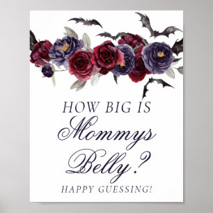 Creepy Beautiful   Gothic Floral Bats Mommys Belly Poster