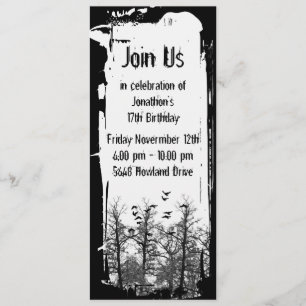 Creepy Birds And Trees Gothic Grunge Invitation