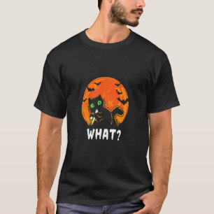 Creepy Black Cat Happy Halloween Spooky Season Hor T-Shirt