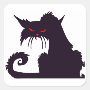 Creepy Black Cat Square Sticker