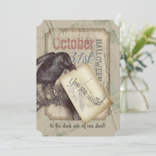 Creepy Black Crow Halloween Event Invitation