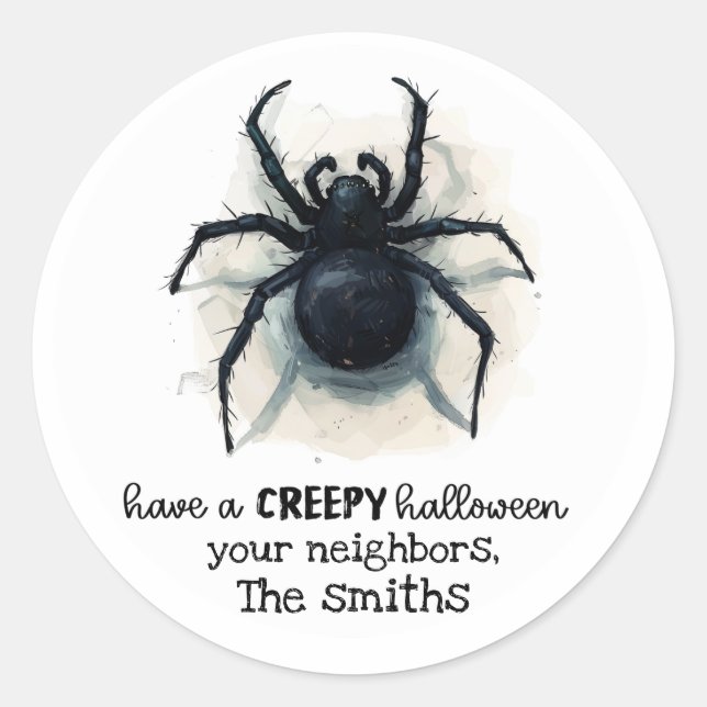 Creepy Black Widow Spider Halloween Stickers (Front)