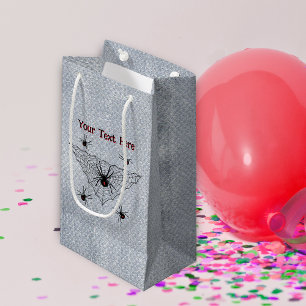 creepy black Widow Spiders in Web Rustic White Small Gift Bag