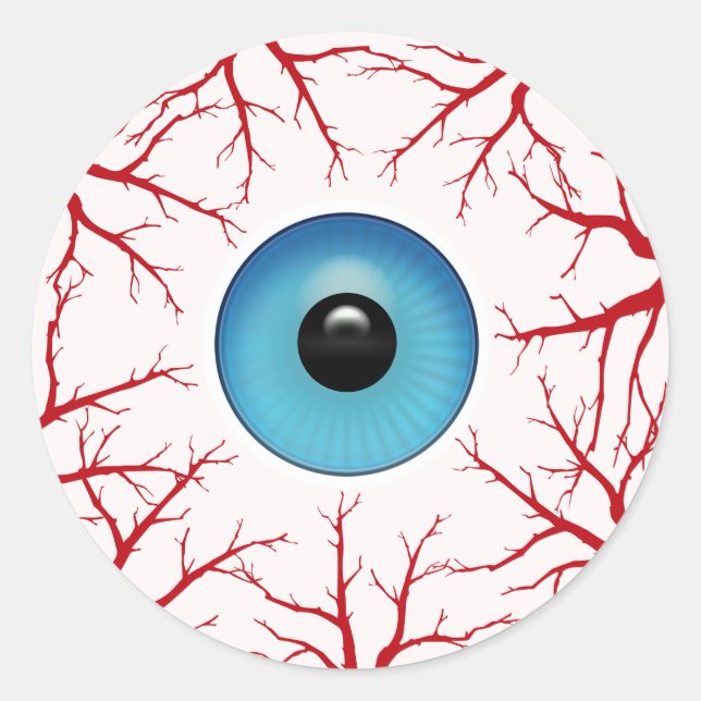 Creepy Bloodshot Eyeball Classic Round Sticker (Front)