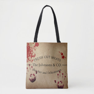 Creepy Bloody Custom Butcher Tote Bag