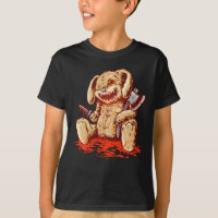 Creepy bloody rabbit doll carrying