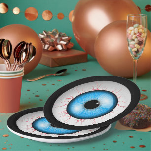 Creepy Blue Eyeball Paper Plate
