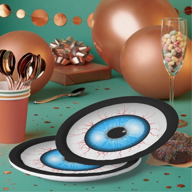 Creepy Blue Eyeball Paper Plate (Multi)