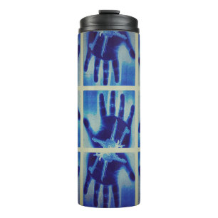 creepy blue hand thermal tumbler