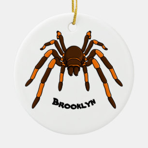 Creepy brown and orange tarantula spider cartoon ceramic tree decoration