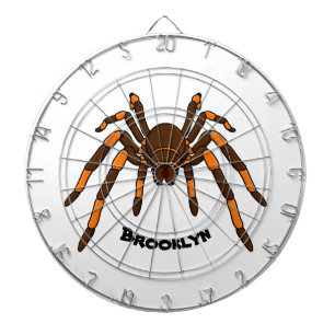 Creepy brown and orange tarantula spider cartoon dartboard
