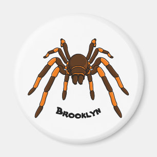 Creepy brown and orange tarantula spider cartoon magnet