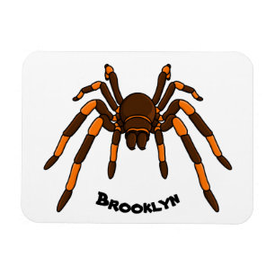 Creepy brown and orange tarantula spider cartoon magnet