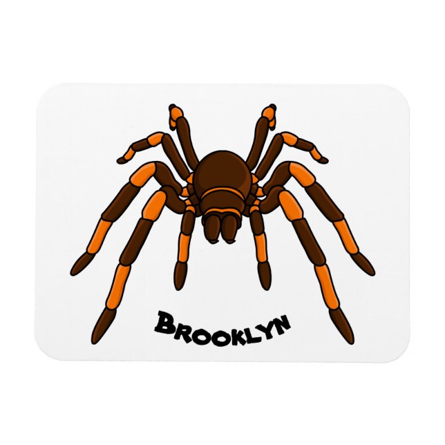 Creepy brown and orange tarantula spider cartoon magnet (Horizontal)