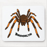 Creepy brown and orange tarantula spider cartoon