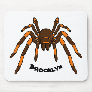 Creepy brown and orange tarantula spider cartoon mouse mat