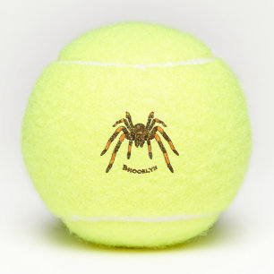 Creepy brown and orange tarantula spider cartoon tennis balls