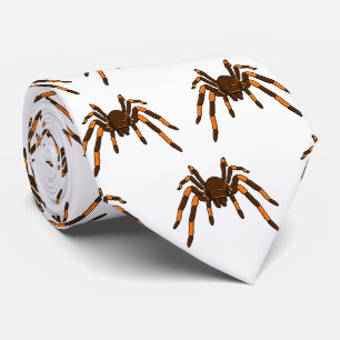 Creepy brown and orange tarantula spider cartoon tie