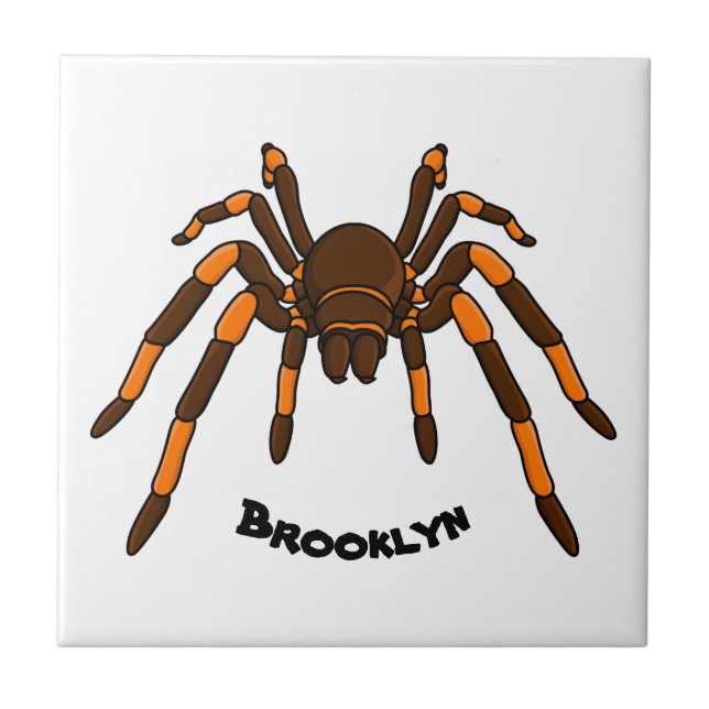 Creepy brown and orange tarantula spider cartoon tile (Front)