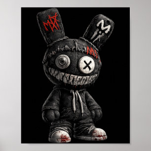 Creepy Bunny Horror Goth Grunge Emo Dark Aesthetic Poster