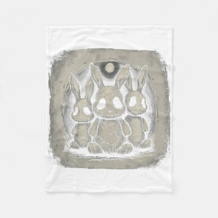Creepy Bunny Rabbits Easter Horror Goth Grunge Alt Fleece Blanket
