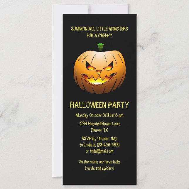 Creepy Burning Halloween Pumpkin Invitation (Front)