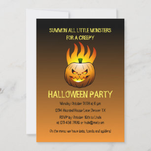 Creepy Burning Halloween Pumpkin Invitation
