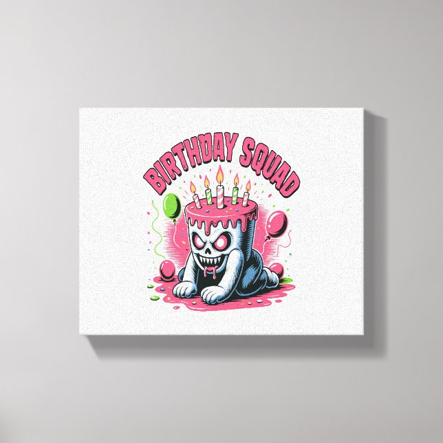 Creepy Cake Skull Birthday Squad Canvas Print (Front)
