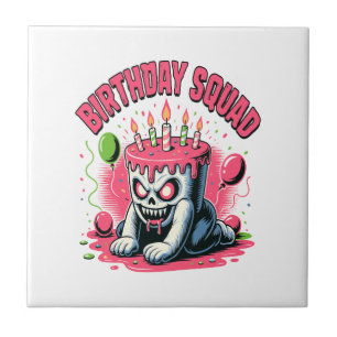 Creepy Cake Skull Birthday Squad Tile