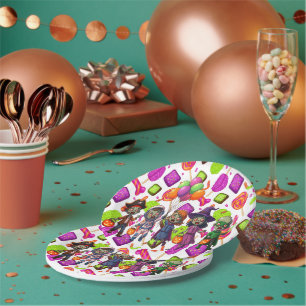 Creepy Candy Zombie Mashup For Halloween Paper Plate