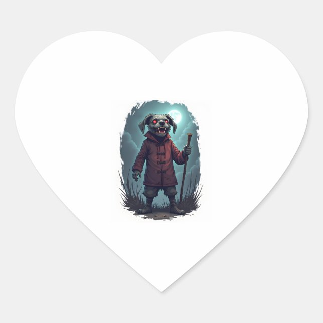 Creepy Cane Corso Heart Sticker (Front)
