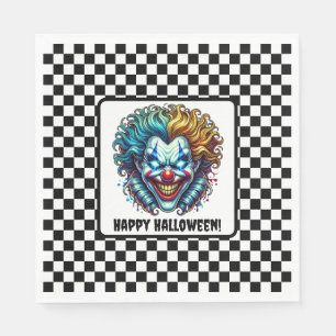 Creepy Carnival Clown Halloween Paper Napkin
