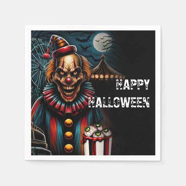 Creepy Carnival Clown Halloween Party  Napkin (Front)