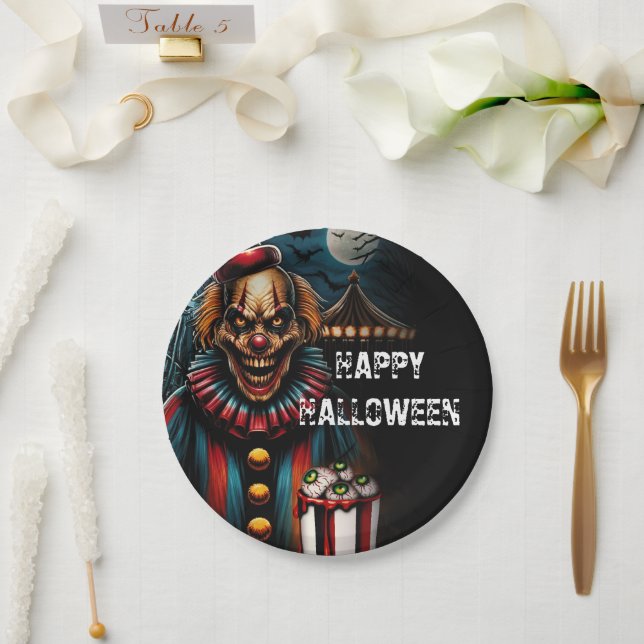 Creepy Carnival Clown Halloween Party  Paper Plate (Wedding)