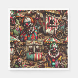 Creepy Carnival Clown Zombie Halloween Napkin