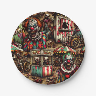 Creepy Carnival Clown Zombie Halloween Paper Plate