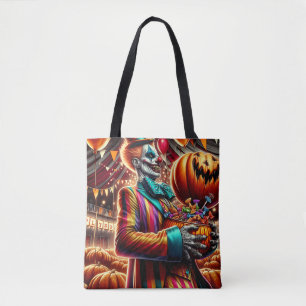 Creepy Carnival Clown Zombie Halloween Tote Bag