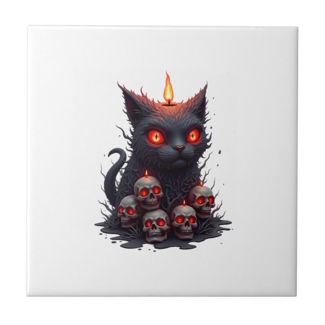 Creepy Cat Candle Tile (Front)