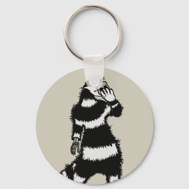 Creepy Cat Creature Skeleton Hand Skull Mask Key Ring (Front)