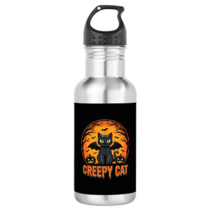 Creepy Cat Halloween Bat Moon Graphic Design_1 532 Ml Water Bottle