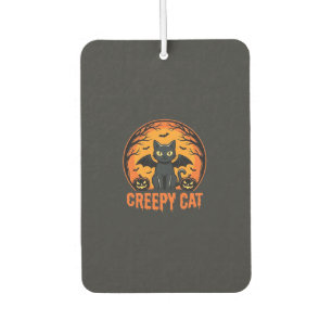 Creepy Cat Halloween Bat Moon Graphic Design_1 Car Air Freshener