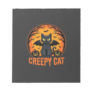 Creepy Cat Halloween Bat Moon Graphic Design_1 Notepad