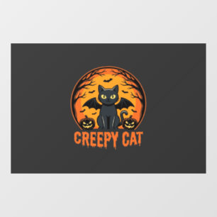 Creepy Cat Halloween Bat Moon Graphic Design_1 Window Cling