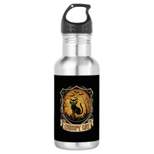 Creepy Cat Halloween Black Graveyard Bats 532 Ml Water Bottle