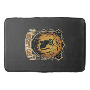 Creepy Cat Halloween Black Graveyard Bats Bath Mat