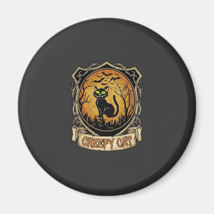 Creepy Cat Halloween Black Graveyard Bats Magnet